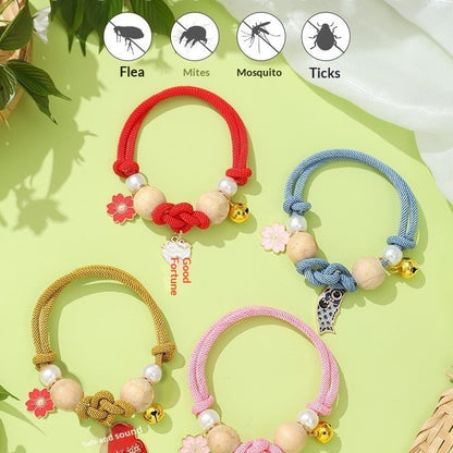 FUREVER365 Cat Anti Flea Mosquito Repellent Collar Natural Camphor Wood Bell Collar Lucky Charm Scarf
