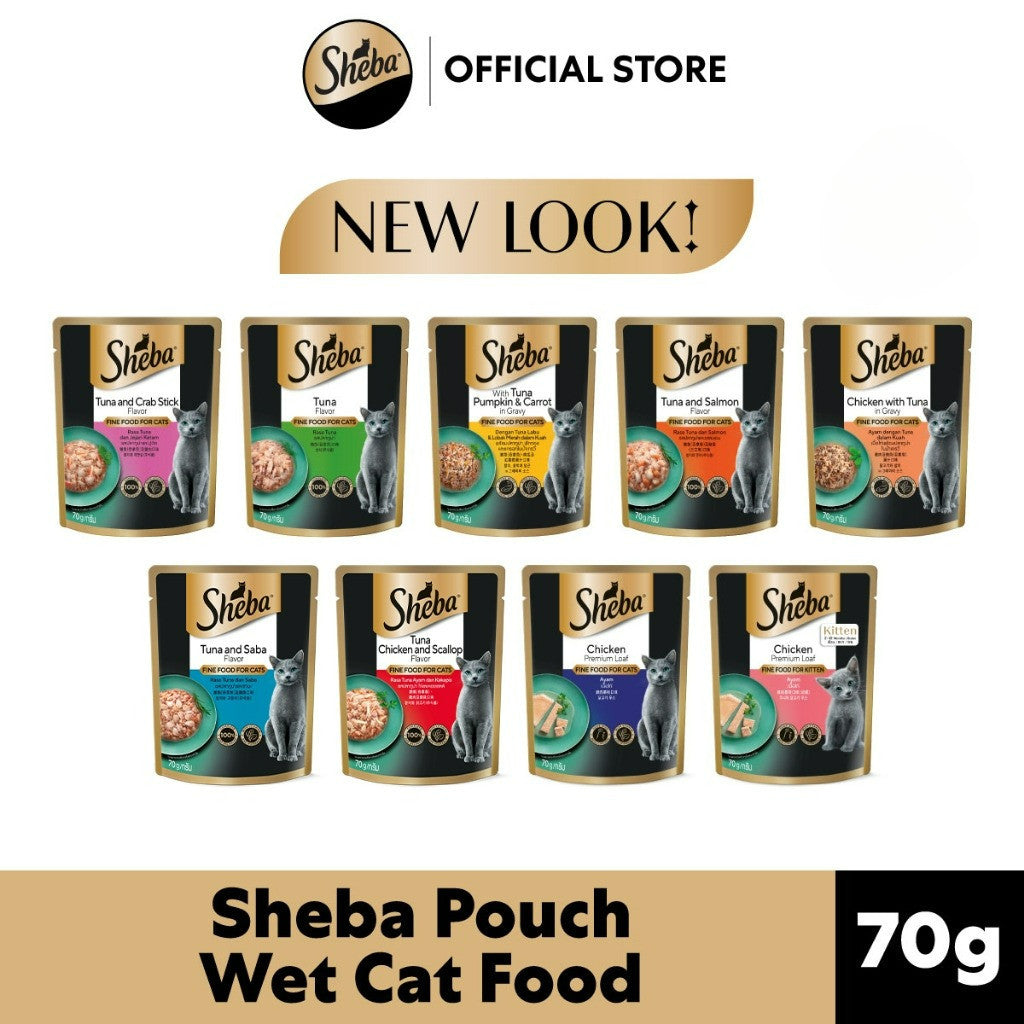 SHEBA Wet Cat Food for Adult and Kitten - All Flavors - 70g per Pack