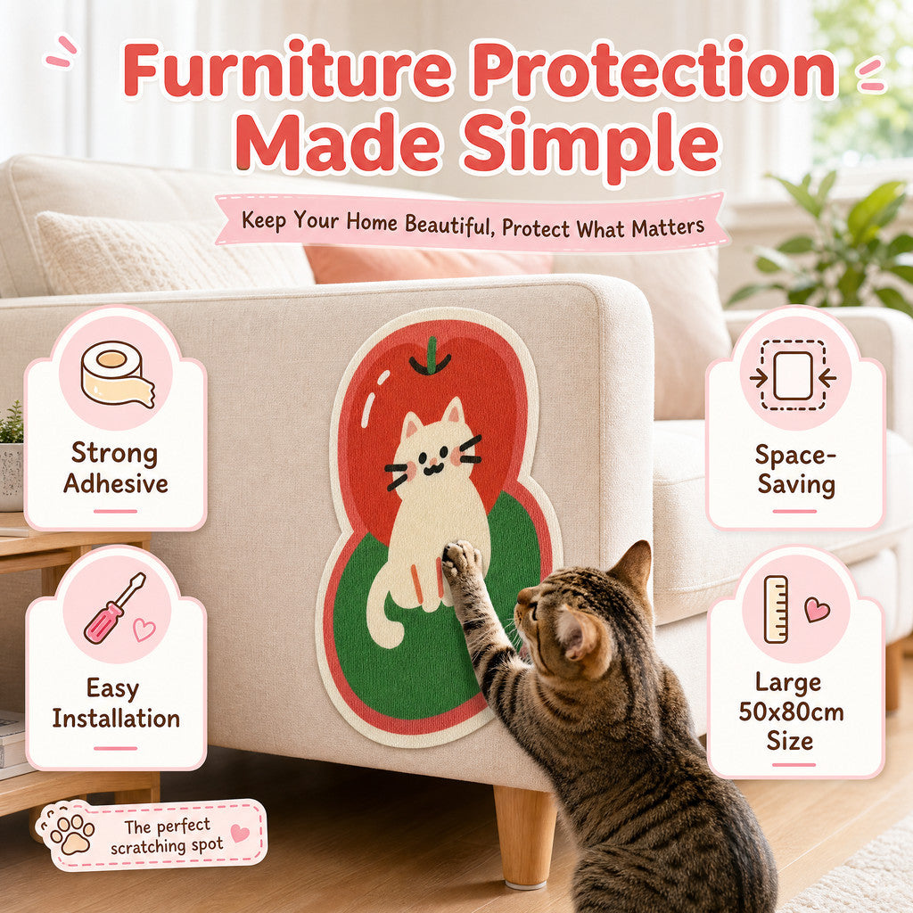 FUREVER365 Cat Scratching Mat Sofa Protector Wall Sticker Wear-Resistant Cat Scratch Pad 50x80cm