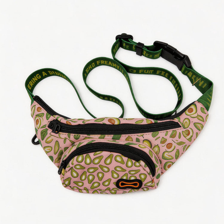 FUREVER365 Lightweight Pet Walking Waist Bag Leaf Print Storage Fanny Pack Multi-purpose Chest Bag