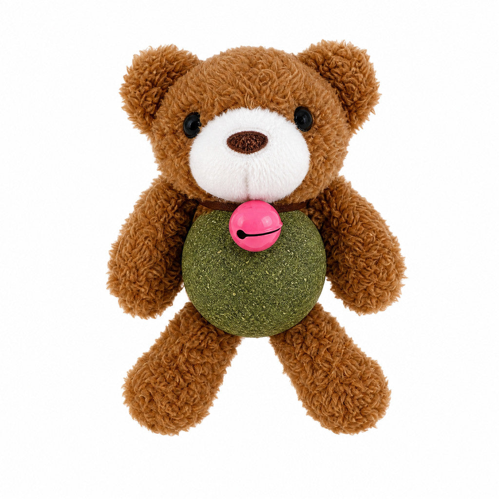FUREVER365 Cute Catnip Toy Cat Plush Doll Molar Toy Gall Fruit Cat Chew Toy with Bell Interactive Toy