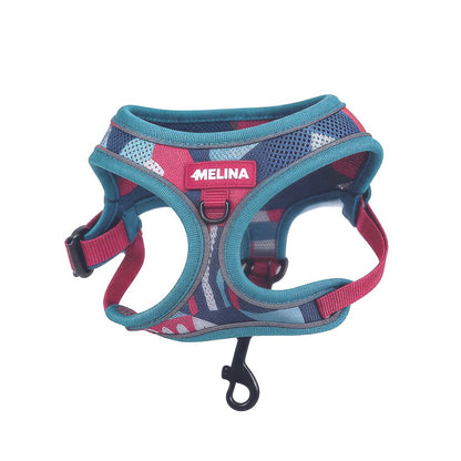FUREVER365 Cute Blue Floral Pet Harness Leash Set Adjustable Cat Dog Vest Harness Walking Lead 2pcs