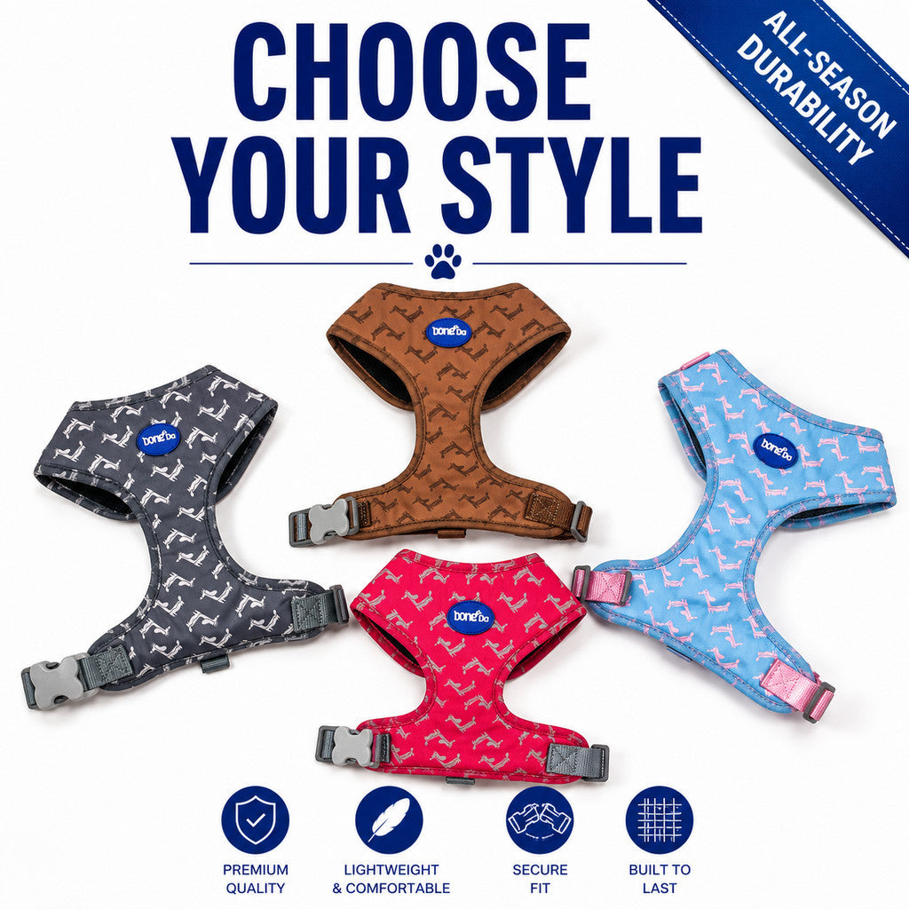 FUREVER365 Houndstooth Pet Harness Leash Set with Poop Bag Dispenser Breathable Dog Vest Chest Strap