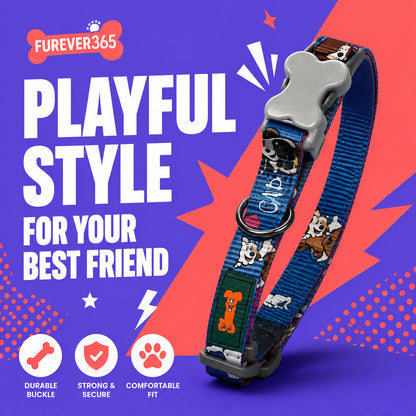FUREVER365 Premium Dog Collar Adjustable Breathable Webbing Collar 1.5cm Width (30-37cm) Collar ONLY