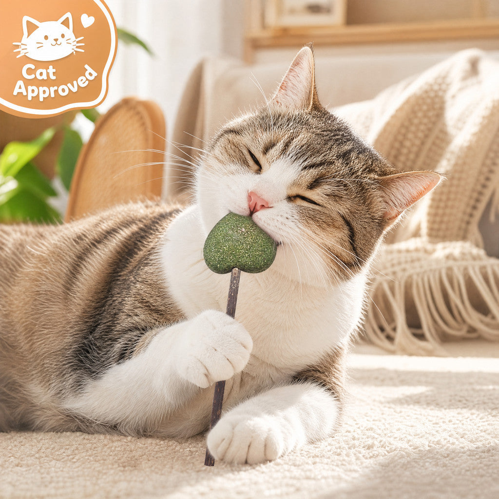 FUREVER365 Natural Catnip Lollipop Cat Toy Silvervine Stick Gall Fruit Molar Chew Toy Teeth Cleaning