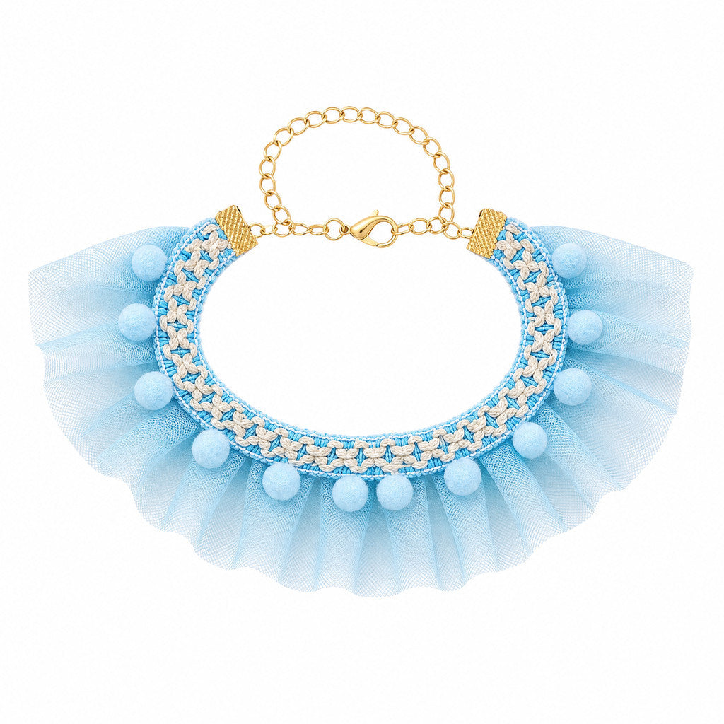 FUREVER365 Cute Cat Lace Mesh Collar Pet Princess Scarf Necklace for Small Dogs Birthday Party Props