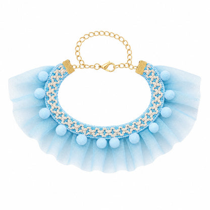 FUREVER365 Cute Cat Lace Mesh Collar Pet Princess Scarf Necklace for Small Dogs Birthday Party Props