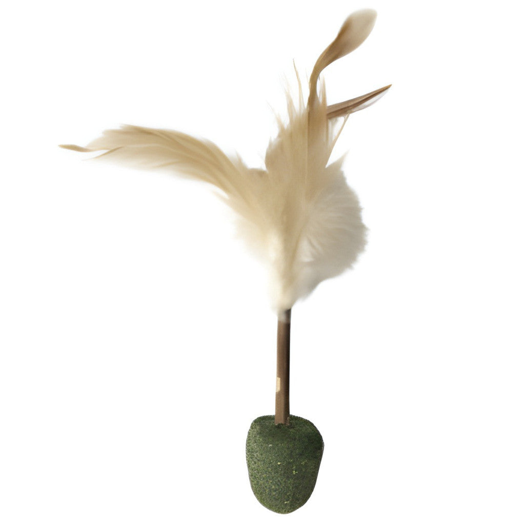 FUREVER365 Natural Rattan Ball Cat Toy with Feather & Catnip Ball Interactive Molar Chew Toy Kucing