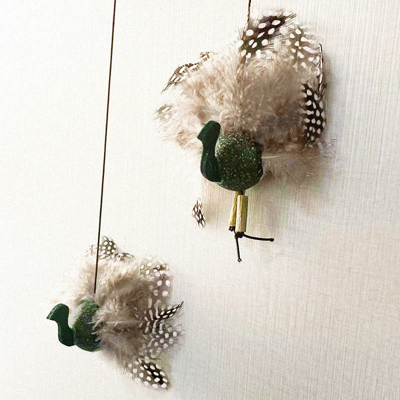 FUREVER365 Interactive Cat Spring Toy with Natural Feather Catnip Silvervine Hemp Rope Molar Toy