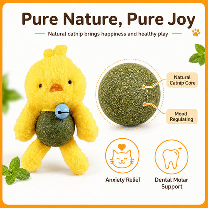 FUREVER365 Cute Catnip Toy Cat Plush Doll Molar Toy Gall Fruit Cat Chew Toy with Bell Interactive Toy