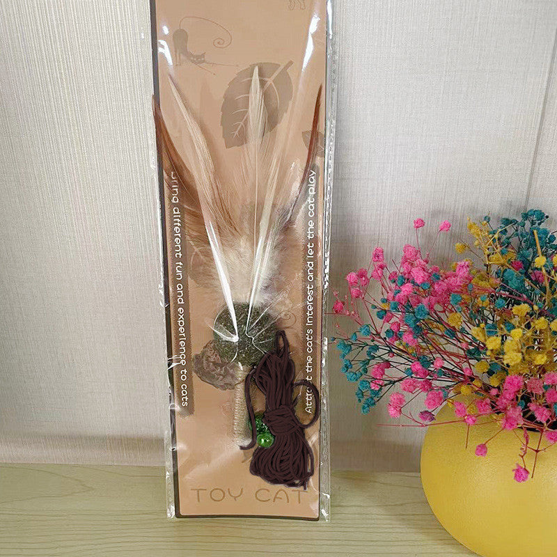 FUREVER365 Interactive Cat Spring Toy with Natural Feather Catnip Silvervine Hemp Rope Molar Toy
