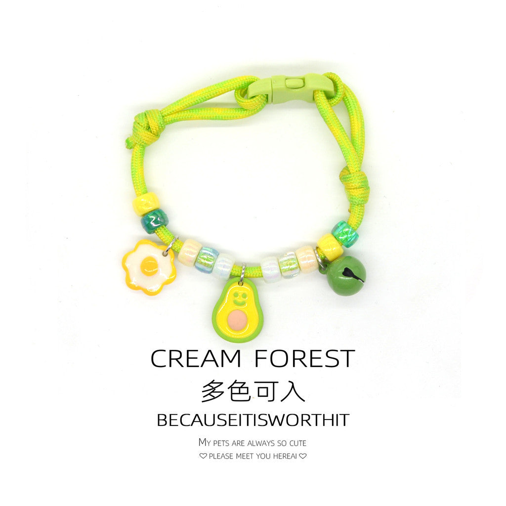 FUREVER365 Colorful Bead Pet Collar Adjustable Cat Dog Necklace Cute Smiley Heart Sun Flower Pendant