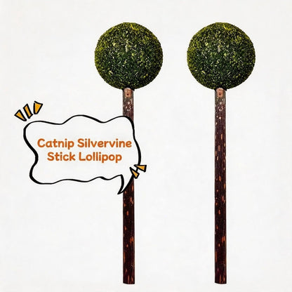 FUREVER365 Natural Catnip Lollipop Cat Toy Silvervine Stick Gall Fruit Molar Chew Toy Teeth Cleaning