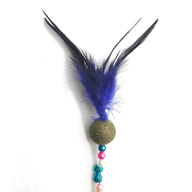 FUREVER365 Retractable Cat Teaser Wand with Catnip Ball & Bell Feather Toy Interactive Kitten Toy