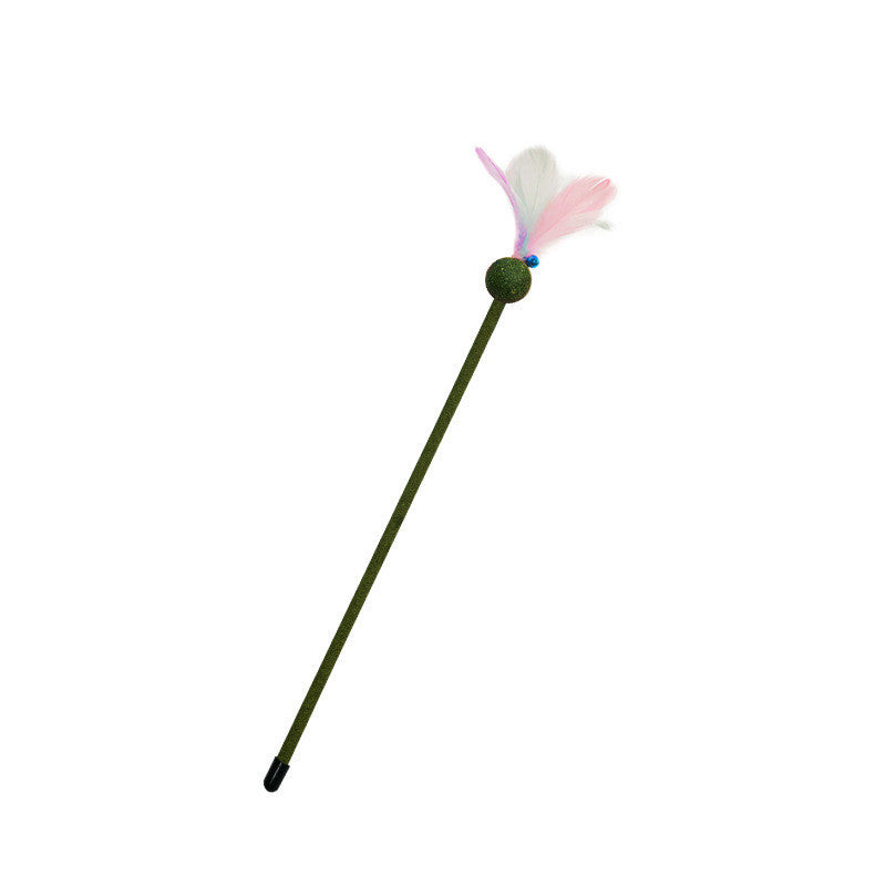 FUREVER365 Interactive Cat Teaser Wand Catnip Silvervine Molar Stick Feather Toy with Bell Kitten