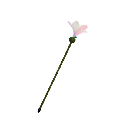 FUREVER365 Interactive Cat Teaser Wand Catnip Silvervine Molar Stick Feather Toy with Bell Kitten