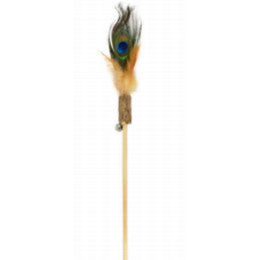 FUREVER365 Interactive Cat Teaser Wand Catnip Silvervine Molar Stick Feather Toy with Bell Kitten