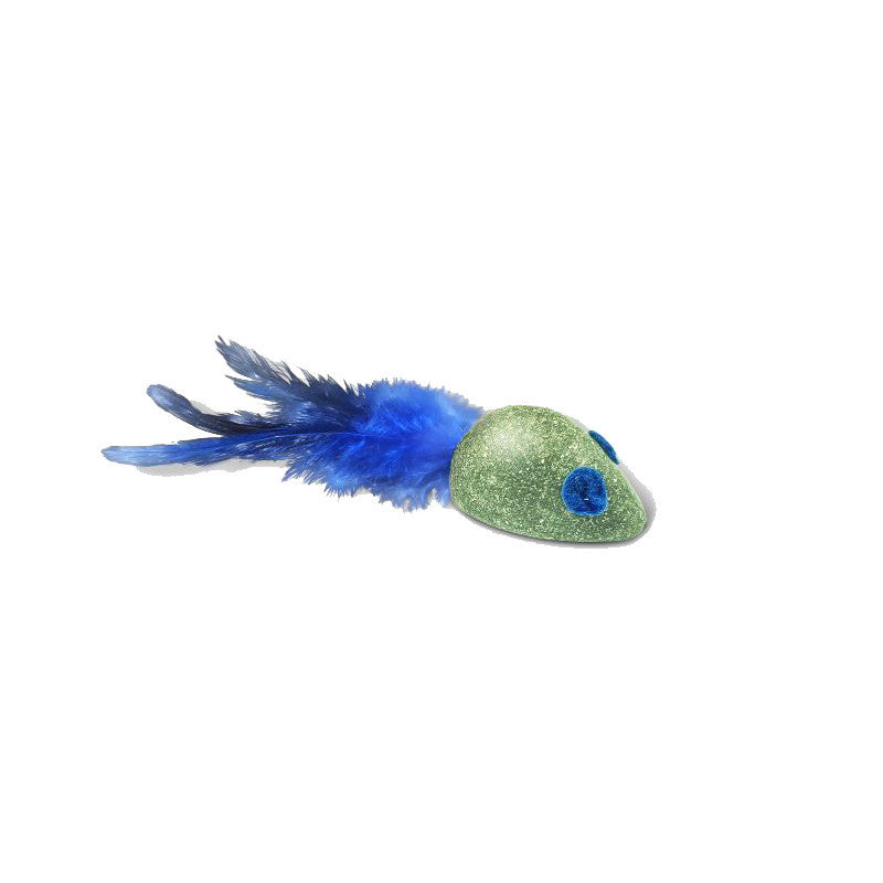 FUREVER365 Natural Catnip Toy Silvervine Mouse Cat Toy Gall Fruit Molar Chew Toy with Feather Kitten