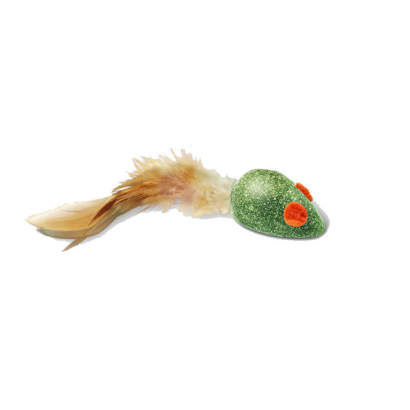 FUREVER365 Natural Catnip Toy Silvervine Mouse Cat Toy Gall Fruit Molar Chew Toy with Feather Kitten