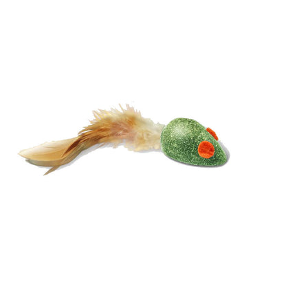 FUREVER365 Natural Catnip Toy Silvervine Mouse Cat Toy Gall Fruit Molar Chew Toy with Feather Kitten