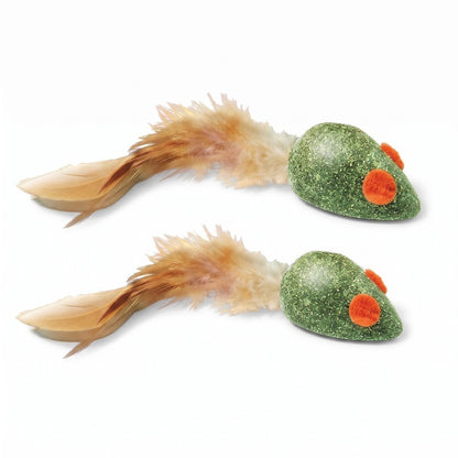 FUREVER365 Natural Catnip Toy Silvervine Mouse Cat Toy Gall Fruit Molar Chew Toy with Feather Kitten