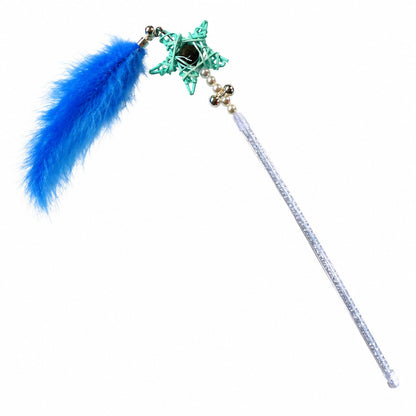 FUREVER365 Retractable Cat Teaser Wand with Star Catnip Ball & Bell Feather Toy Crystal Handle Kitten