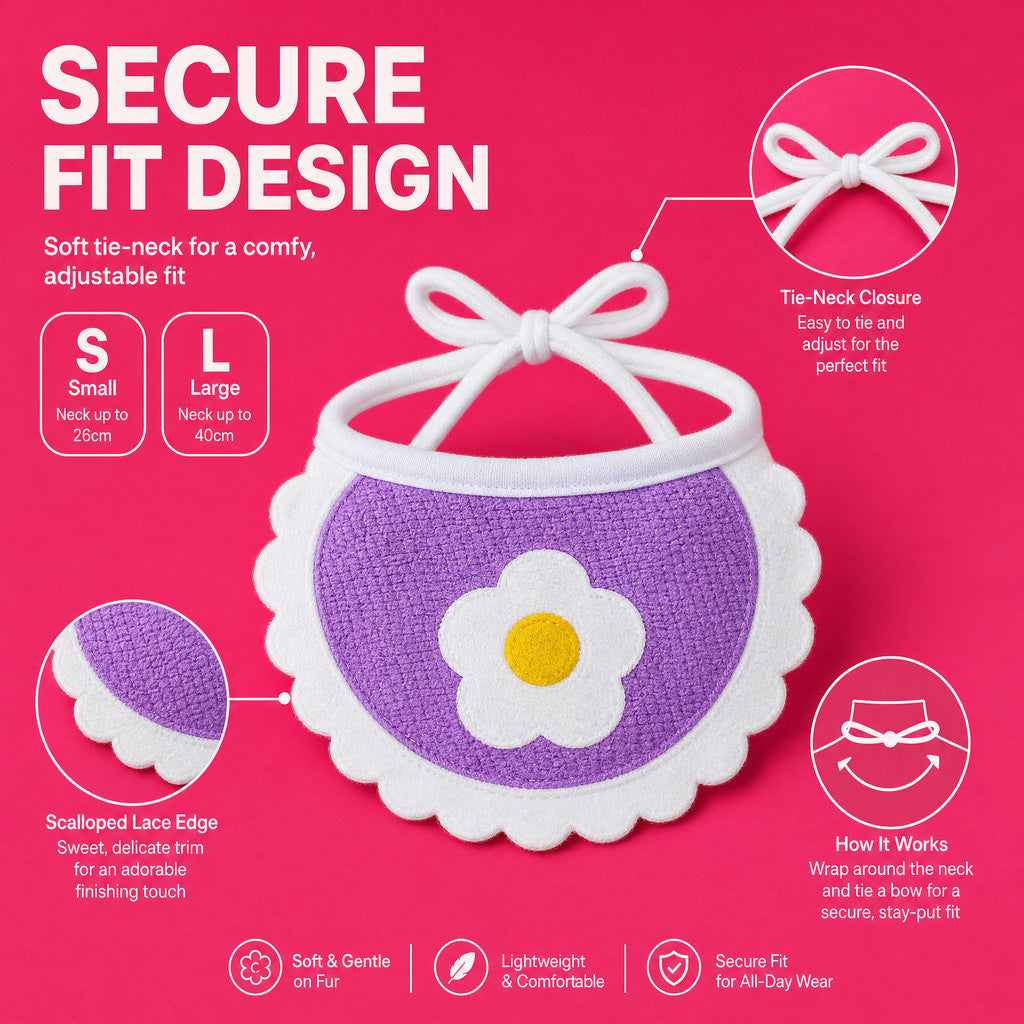 FUREVER365 Cute Pet Bib Cotton Saliva Towel Cat Scarf Dog Triangle Scarf Embroidery Puppy Neck Warmer