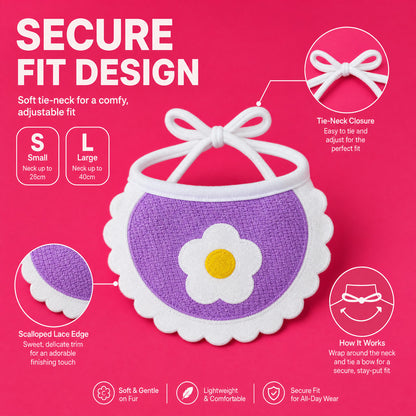FUREVER365 Cute Pet Bib Cotton Saliva Towel Cat Scarf Dog Triangle Scarf Embroidery Puppy Neck Warmer