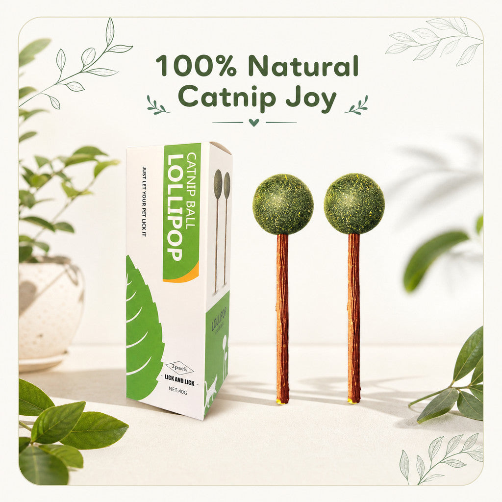 FUREVER365 Natural Catnip Lollipop Cat Toy Silvervine Stick Molar Chew Toy Lickable Kitten Teaser