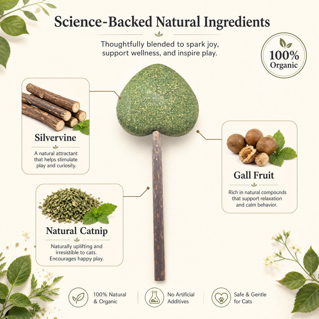 FUREVER365 Natural Catnip Lollipop Cat Toy Silvervine Stick Gall Fruit Molar Chew Toy Teeth Cleaning