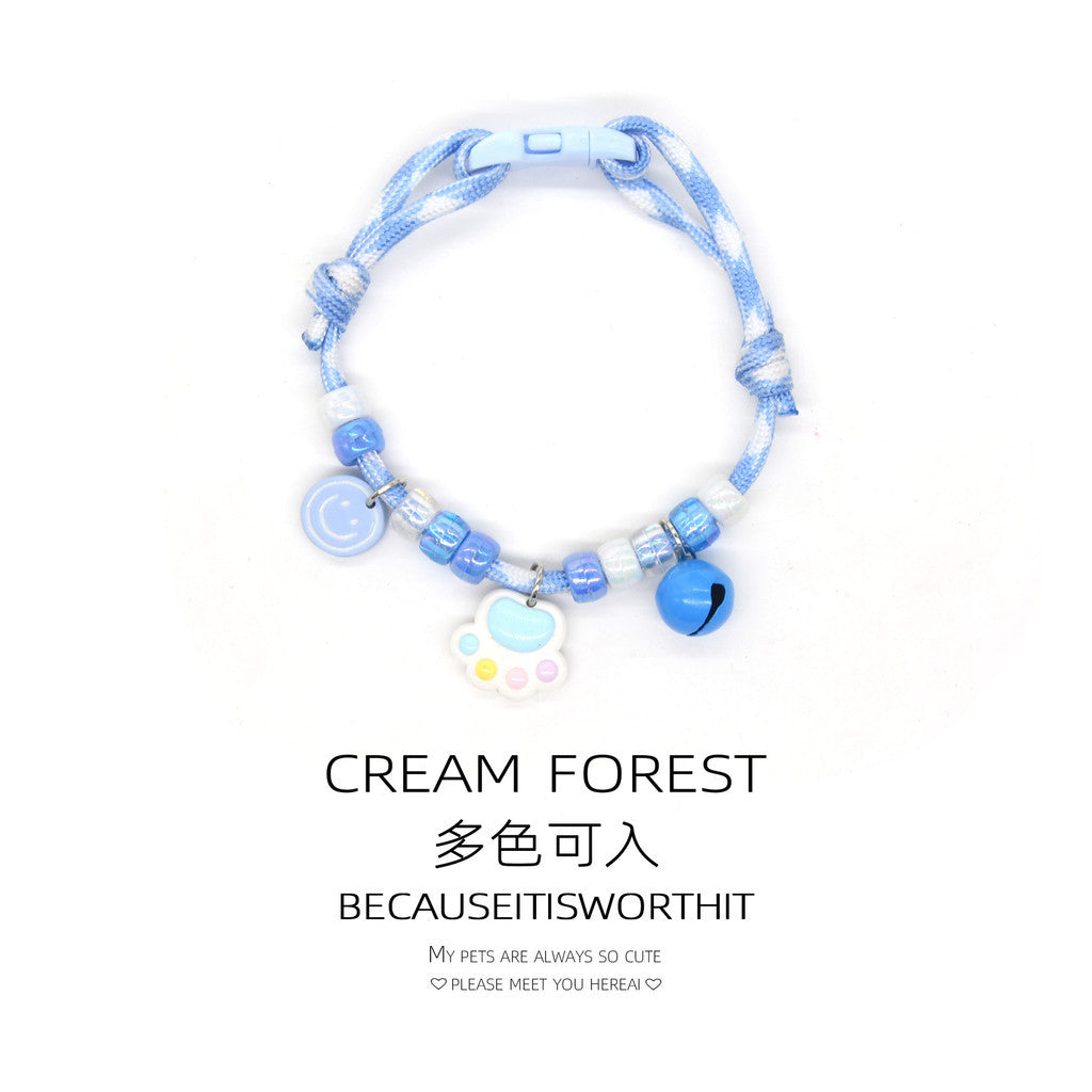 FUREVER365 Colorful Bead Pet Collar Adjustable Cat Dog Necklace Cute Smiley Heart Sun Flower Pendant