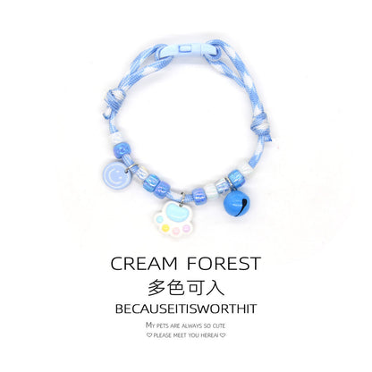 FUREVER365 Colorful Bead Pet Collar Adjustable Cat Dog Necklace Cute Smiley Heart Sun Flower Pendant