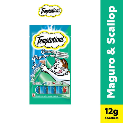 TEMPTATIONS Creamy Purrrr-ee Cat Treats - Chicken & Tuna / Salmon & Cheese / Maguro & Scallop 48g