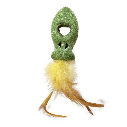 FUREVER365 Natural Catnip Toy Silvervine Mouse Cat Toy Gall Fruit Molar Chew Toy with Feather Kitten
