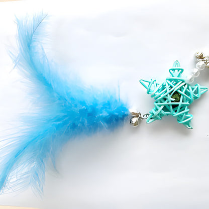 FUREVER365 Retractable Cat Teaser Wand with Star Catnip Ball & Bell Feather Toy Crystal Handle Kitten
