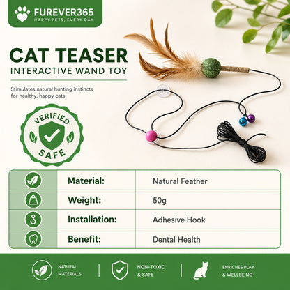 FUREVER365 Interactive Cat Spring Toy with Natural Feather Catnip Silvervine Hemp Rope Molar Toy