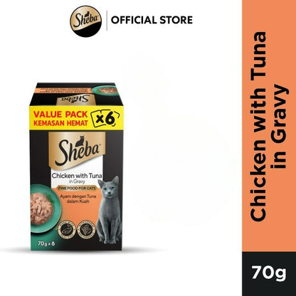 Value Pack (6 Packs) SHEBA Wet Cat Food for Adult - All Flavors - 70g x 6