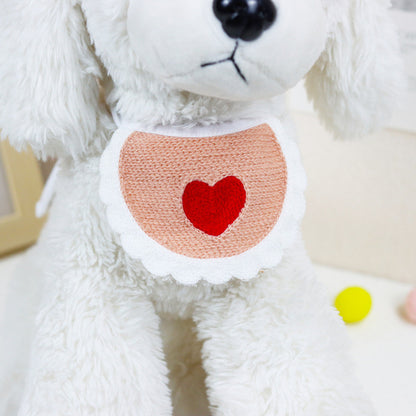 FUREVER365 Cute Pet Bib Cotton Saliva Towel Cat Scarf Dog Triangle Scarf Embroidery Puppy Neck Warmer
