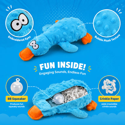 FUREVER365 Cute Duck Pet Plush Toy Squeaky Dog Toy Interactive Crinkle Molar Toy Bite Resistant Doll DT-2404
