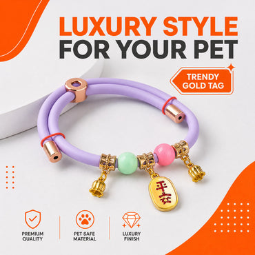 FUREVER365 Cute Candy Color Pet Collar for Cat Dog with Gold Tag Bell Resin Necklace Kucing Comel YBS023