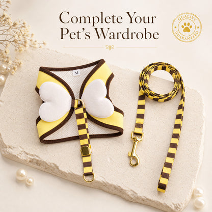 FUREVER365 Designer Pet Harness Leash Set with Angel Wings Breathable Mesh Cat Dog Vest Chest Strap