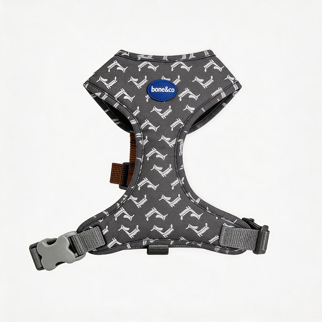 FUREVER365 Houndstooth Pet Harness Leash Set with Poop Bag Dispenser Breathable Dog Vest Chest Strap