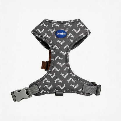 FUREVER365 Houndstooth Pet Harness Leash Set with Poop Bag Dispenser Breathable Dog Vest Chest Strap