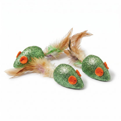 FUREVER365 Natural Catnip Toy Silvervine Mouse Cat Toy Gall Fruit Molar Chew Toy with Feather Kitten