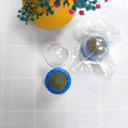 FUREVER365 Natural Catnip Ball Toy Rotating Silvervine Wall Stick-on Cat Lick Fun Gall Fruit Molar