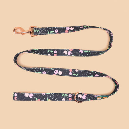 FUREVER365 Black Cherry Fashion Print Pet Leash Durable Polyester Dog Traction Rope Cat Walking Leash
