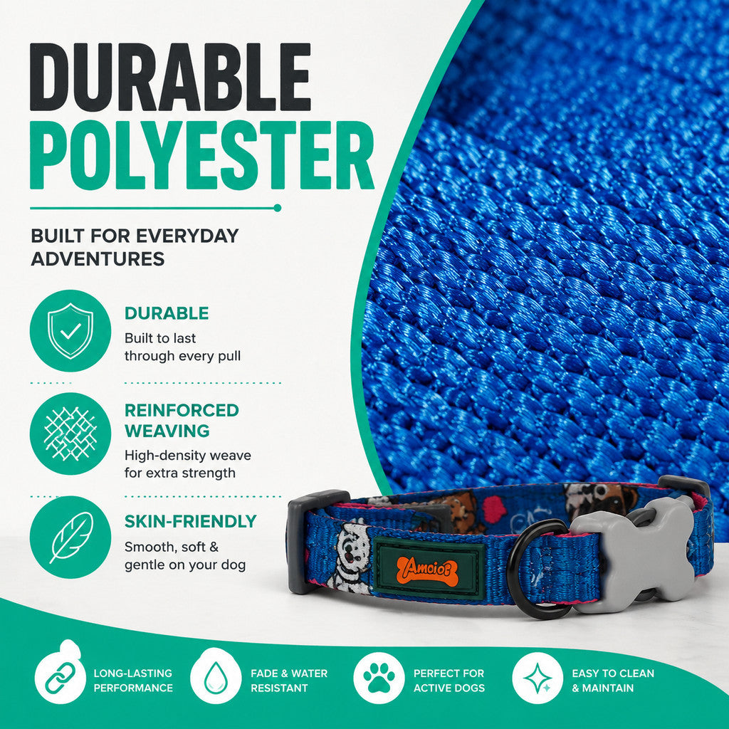 FUREVER365 Premium Dog Collar Adjustable Breathable Webbing Collar 1.5cm Width (30-37cm) Collar ONLY