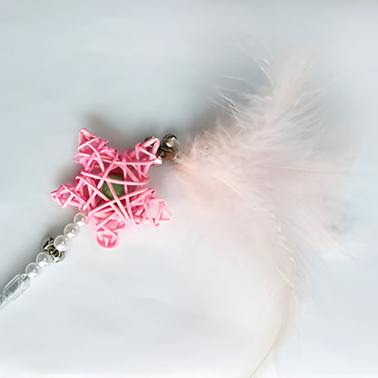 FUREVER365 Retractable Cat Teaser Wand with Star Catnip Ball & Bell Feather Toy Crystal Handle Kitten
