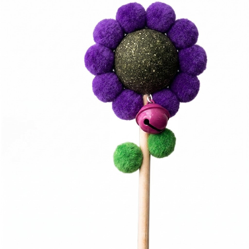FUREVER365 Cute Sunflower Cat Teaser Wand with Catnip Plush Interactive Molar Cat Toy Kitten Stick