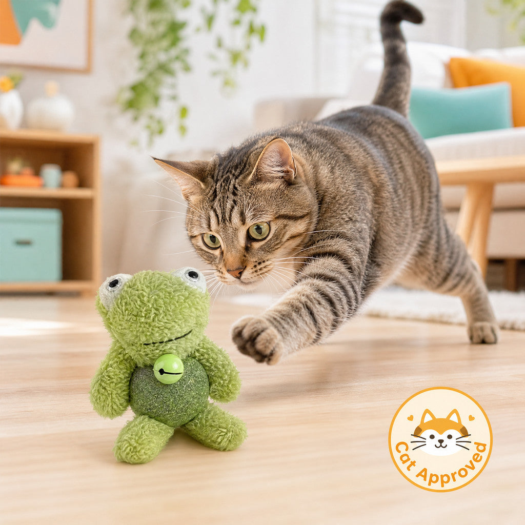 FUREVER365 Cute Catnip Toy Cat Plush Doll Molar Toy Gall Fruit Cat Chew Toy with Bell Interactive Toy